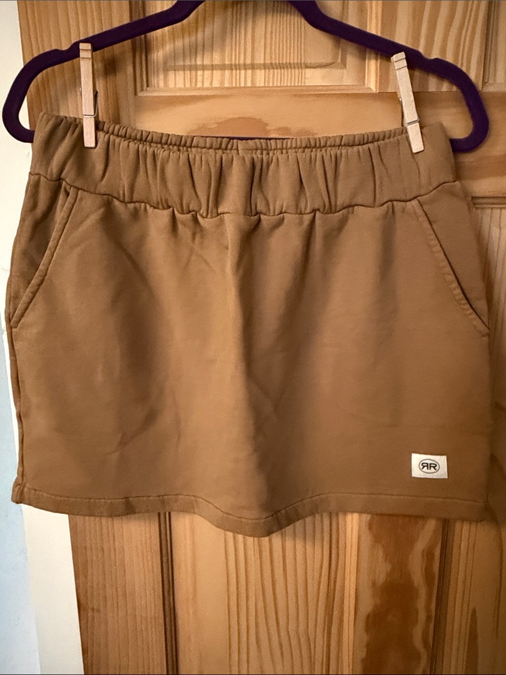 Ragdoll Mini Skirt in Camel Brown with Side Stripe